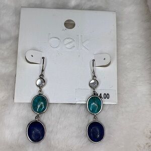 Belk Silver Earrings with Blue and Teal Accents